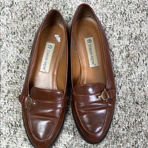 Etienne Aigner Brown Leather Penny Loafers Classic Flats